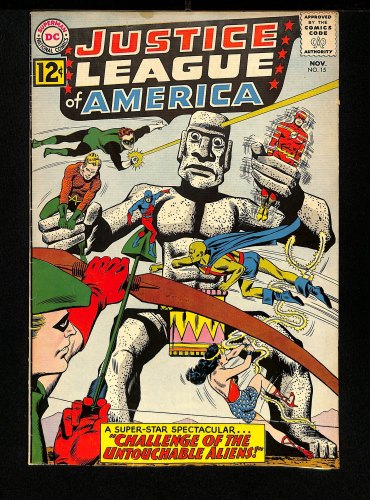 Cover Scan: Justice League Of America #15 FN 6.0 The Challenge of the Untouchable Aliens! - Item ID #452981