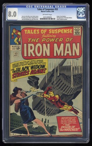 Cover Scan: Tales Of Suspense #53 CGC VF 8.0 2nd Appearance of Black Widow! - Item ID #454267