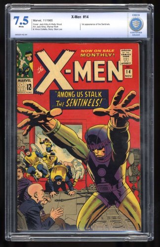 Cover Scan: X-Men #14 CBCS VF- 7.5 White Pages 1st Appearance Sentinels! - Item ID #454320