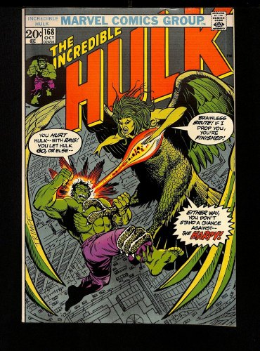 Cover Scan: Incredible Hulk (1962) #168 VF 8.0 MODOK, 1st App. of Harpy! - Item ID #457729
