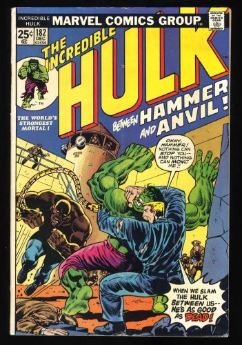 Cover Scan: Incredible Hulk (1962) #182 GD+ 2.5 2nd Wolverine First Appearance Hammer/Anvil! - Item ID #459526