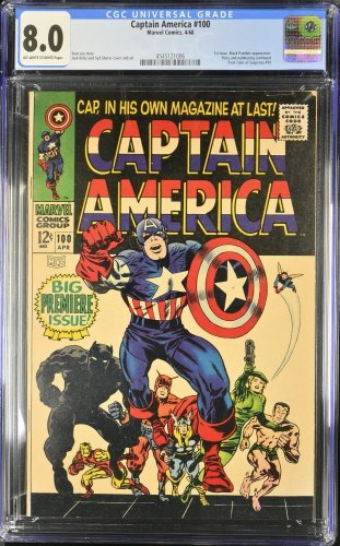 Cover Scan: Captain America #100 CGC VF 8.0 1st Issue! Black Panther Appearance! - Item ID #460333