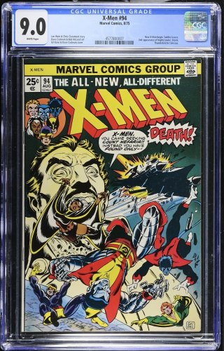 Cover Scan: X-Men #94 CGC VF/NM 9.0 White Pages New Team Begins Sunfire Leaves! Cockrum Art! - Item ID #461029