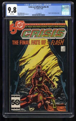 Cover Scan: Crisis on Infinite Earths #8 CGC NM/M 9.8 Death of Barry Allen! - Item ID #461066