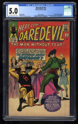 Cover Scan: Daredevil #5 CGC VG/FN 5.0 1st Appearance of Matador!! Stan Lee! - Item ID #461070