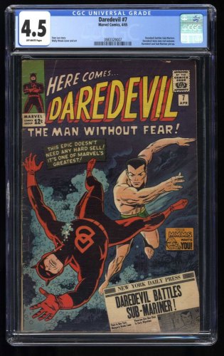 Cover Scan: Daredevil #7 CGC VG+ 4.5 1st New Red Costume! Sub-Mariner App!  - Item ID #461072