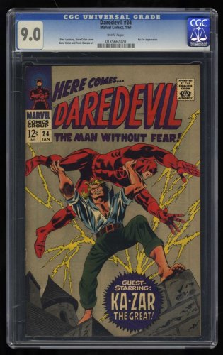 Cover Scan: Daredevil #24 CGC VF/NM 9.0 White Pages Ka-Zar, Plunderer! Stan Lee! - Item ID #461237