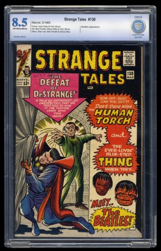 Cover Scan: Strange Tales #130 CBCS VF+ 8.5 Cameo by The Beatles! 1965! Jack Kirby!  - Item ID #461360
