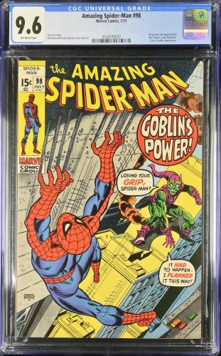 Cover Scan: Amazing Spider-Man #98 CGC NM+ 9.6 Off White Drug Issue! Green Goblin! No CCA! - Item ID #461468