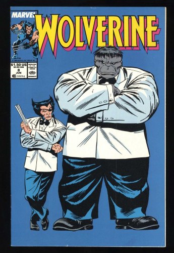 Cover Scan: Wolverine (1988) #8 VF+ 8.5 Classic Grey Hulk Mr. Fixit cover! Buscema Art! - Item ID #462382