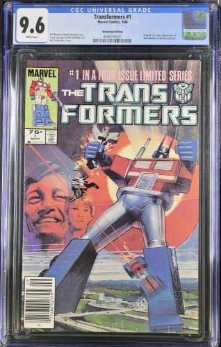Cover Scan: Transformers (1984) #1 CGC NM+ 9.6 Newsstand Variant Bill Sienkiewicz Cover! - Item ID #462747