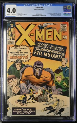 Cover Scan: X-Men #4 CGC VG 4.0 1st Appearance Quicksilver Scarlet Witch!  - Item ID #463038