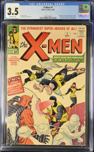 Cover Scan: X-Men (1963) #1 CGC VG- 3.5 Off White Origin 1st Appearance of Magneto!  - Item ID #464311
