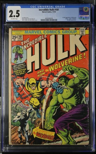 Cover Scan: Incredible Hulk (1962) #181 CGC GD+ 2.5 Off White 1st Full Appearance Wolverine! - Item ID #466417