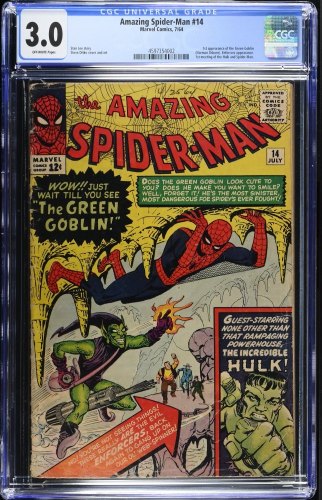 Cover Scan: Amazing Spider-Man #14 CGC GD/VG 3.0 Off White 1st Appearance Green Goblin! - Item ID #466436