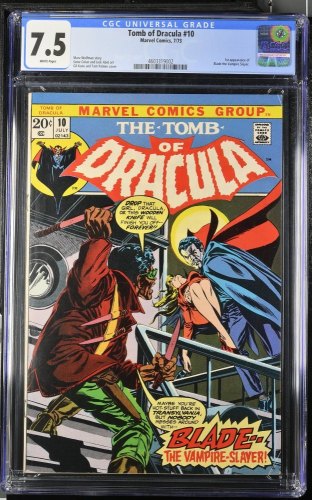 Cover Scan: Tomb Of Dracula #10 CGC VF- 7.5 White Pages 1st Appearance Blade! - Item ID #467187