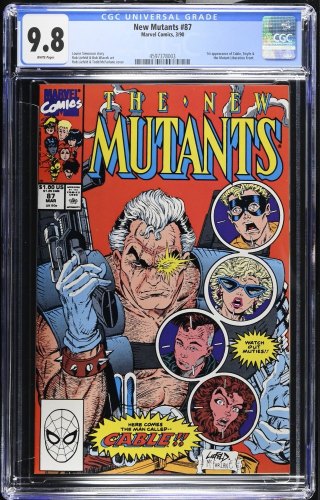Cover Scan: New Mutants #87 CGC NM/M 9.8 White Pages 1st Full Appearance of Cable! - Item ID #467194