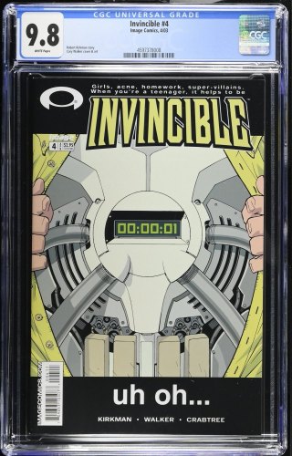 Cover Scan: Invincible #4 CGC NM/M 9.8 White Pages Robert Kirkman Story! - Item ID #467199