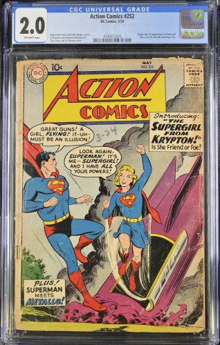 Cover Scan: Action Comics #252 CGC GD 2.0 Off White Origin and 1st Appearance Supergirl! - Item ID #468435