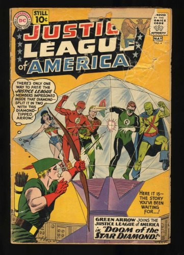 Cover Scan: Justice League Of America #4 Fair 1.0 Green Arrow! Murphy Anderson Cover! - Item ID #468790