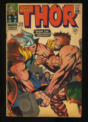 Cover Scan: Thor #126 VG- 3.5 1st issue Hercules Cover! Jack Kirby Cover! - Item ID #468811