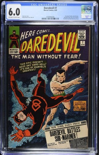 Cover Scan: Daredevil #7 CGC FN 6.0 1st New Red Costume! Sub-Mariner App!  - Item ID #469370