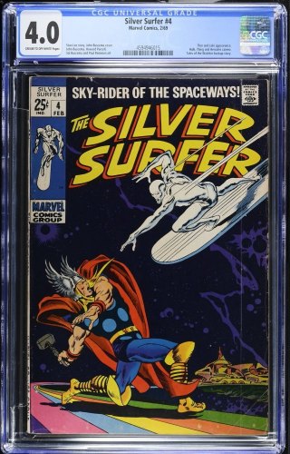 Cover Scan: Silver Surfer #4 CGC VG 4.0 Cream To Off White vs Thor! Loki Appearance!  - Item ID #469377