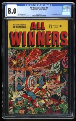Cover Scan: All Winners Comics #11 CGC VF 8.0 Off White to White Hitler Appearance! - Item ID #175076