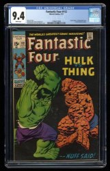 Cover Scan: Fantastic Four #112 CGC NM 9.4 White Pages Incredible Hulk Vs Thing Battle! - Item ID #313833