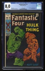 Cover Scan: Fantastic Four #112 CGC VF 8.0 White Pages Incredible Hulk Vs Thing Battle! - Item ID #340598