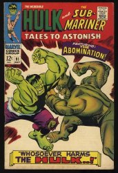 Cover Scan: Tales To Astonish #91 FN 6.0 1st Abomination Cover! Hulk! Sub-Mariner! - Item ID #356471