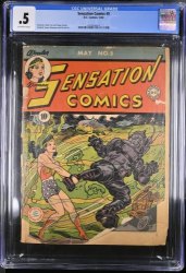 Cover Scan: Sensation Comics #5 CGC P 0.5 Off White Early Wonder Woman! Holiday Girls App! - Item ID #357338
