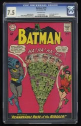 Cover Scan: Batman #171 CGC VF- 7.5 Off White 1st Silver Age Riddler Appearance!  - Item ID #358797