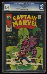 Cover Scan: Captain Marvel (1968) #8 CGC NM 9.4 White Pages Silver Age - Item ID #359106