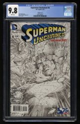 Cover Scan: Superman Unchained #6 CGC NM/M 9.8 White Pages Sketch Variant - Item ID #363300