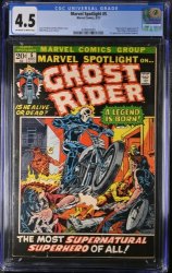 Cover Scan: Marvel Spotlight #5 CGC VG+ 4.5 1st Appearance Ghost Rider! Ploog Cover - Item ID #369209