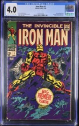 Cover Scan: Iron Man (1968) #1 CGC VG 4.0 Origin Retold! Stan Lee! - Item ID #369632