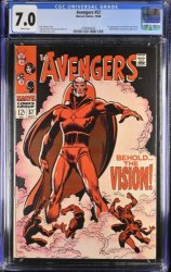 Cover Scan: Avengers #57 CGC FN/VF 7.0 White Pages 1st Appearance Vision! Buscema Cover! - Item ID #372932