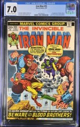 Cover Scan: Iron Man #55 CGC FN/VF 7.0 Off White to White 1st Appearance Thanos Drax! - Item ID #374935