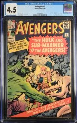 Cover Scan: Avengers #3 CGC VG+ 4.5 1st Hulk and Sub-Mariner Team-Up! Jack Kirby! - Item ID #375610