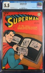 Cover Scan: Superman #49 CGC FN- 5.5 Boring/Kaye Cover! Jimmy Olsen! Lois Lane! - Item ID #375618