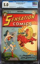 Cover Scan: Sensation Comics #71 CGC VG/FN 5.0 Early Wonder Woman! Queen Flamina  - Item ID #375619