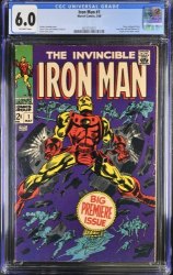 Cover Scan: Iron Man (1968) #1 CGC FN 6.0 Off White Origin Retold! Stan Lee! - Item ID #375679