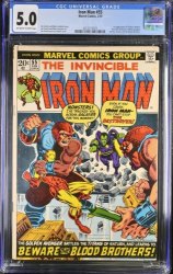 Cover Scan: Iron Man #55 CGC VG/FN 5.0 Off White to White 1st Appearance Thanos Drax! - Item ID #375684