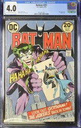 Cover Scan: Batman #251 CGC VG 4.0 Joker's Revenge! Classic Neal Adams Joker Cover! - Item ID #377068