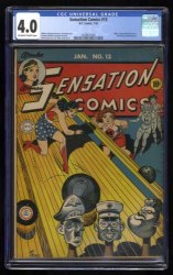 Cover Scan: Sensation Comics #13 CGC VG 4.0 Wonder Woman Hitler Hirohito and Tojo Cover! - Item ID #439310
