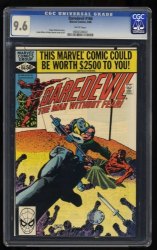 Cover Scan: Daredevil #166 CGC NM+ 9.6 White Pages Frank Miller! - Item ID #461210