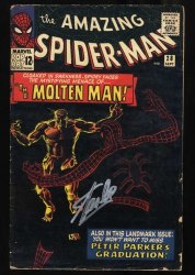 Cover Scan: Amazing Spider-Man #28 VG 4.0 Signed Stan Lee w/ COA 1st Appearance Molten Man! - Item ID #461292