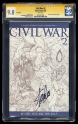 Cover Scan: Civil War #2 CGC NM/M 9.8 Sketch Cover SS Signed Stan Lee! Cover C Variant - Item ID #461324