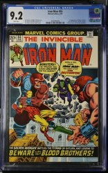 Cover Scan: Iron Man #55 CGC NM- 9.2 White Pages 1st Appearance Thanos Drax! - Item ID #466419